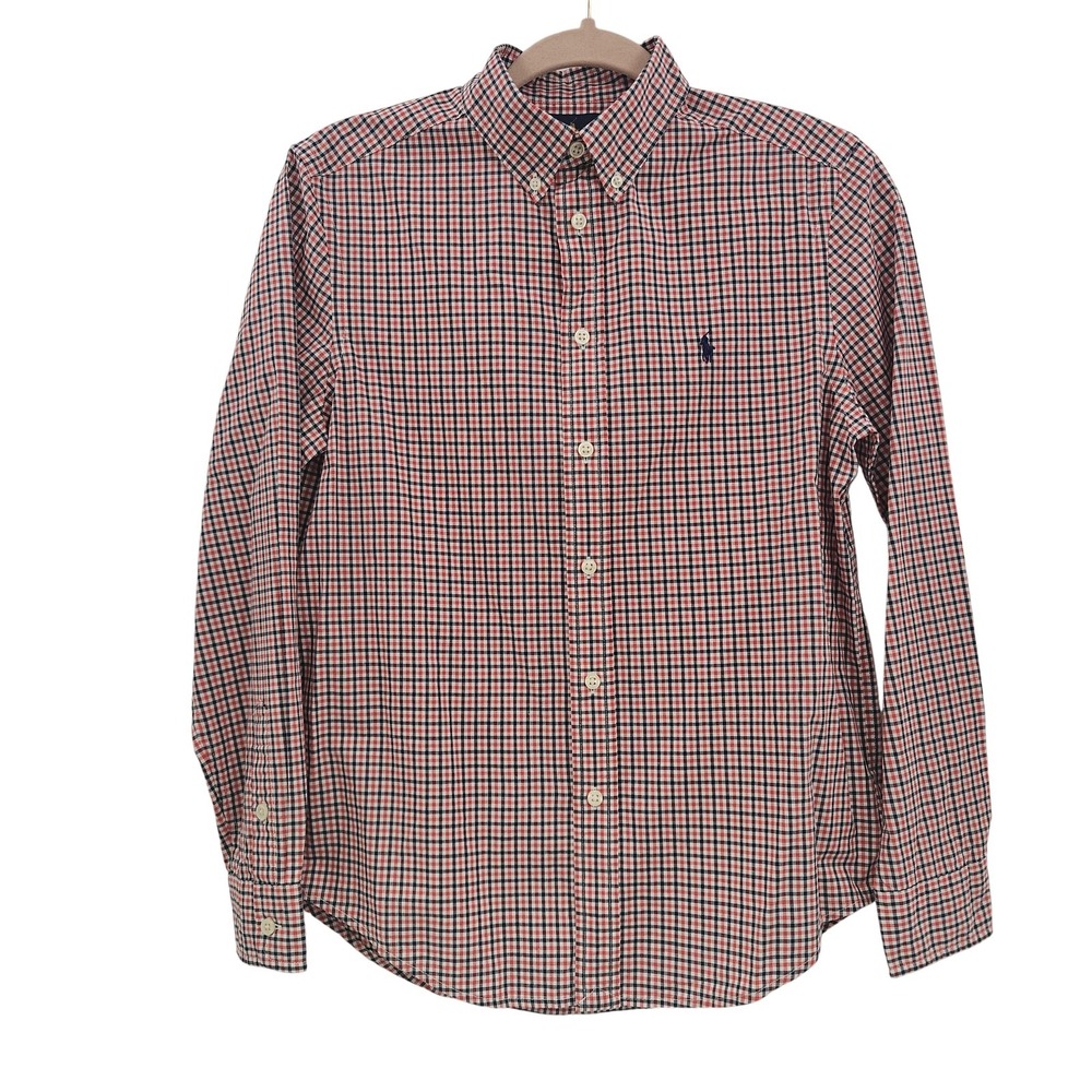 Ralph Lauren Shirt Boys Large 14-16 Button Down Preppy Check Dress Casual